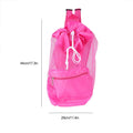 Pink mesh drawstring backpack for kids with shell design, ideal for outdoor play and toy storage by Everything Baby.