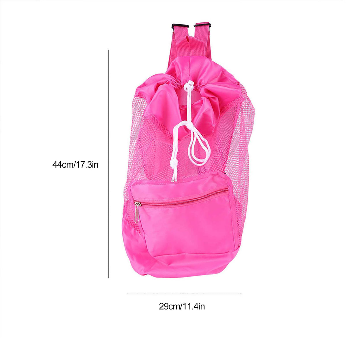 Pink mesh drawstring backpack for kids with shell design, ideal for outdoor play and toy storage by Everything Baby.
