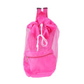 Pink mesh drawstring backpack for kids by Everything Baby, ideal for outdoor play and toy storage during beach outings
