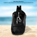 Black mesh drawstring backpack for kids by Everything Baby, ideal for outdoor play and beach shell toy storage.