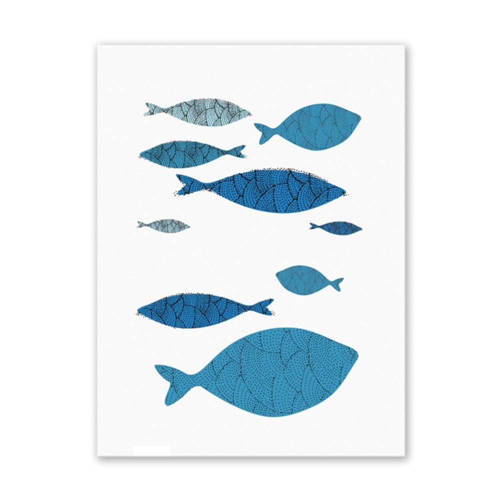 Three-piece canvas wall art with cartoon fish prints, ideal for baby and kids' home or office decor by Everything Baby.
