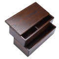 Natural wooden double-layer lunch box with rectangular shape, suitable for picnics, sushi, and bento meals for kids.