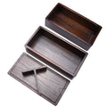 Natural wooden double-layer lunch box with rectangular design, ideal for picnics, sushi, and bento meals for kids and babies.
