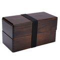 Natural wooden double-layer lunch box with rectangular design for picnic, sushi, and bento meals, perfect for kids and babies.