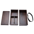 Natural wooden double-layer lunch box for kids, perfect for picnics, sushi, and bento meals, from Everything Baby.