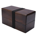 Natural wooden double-layer rectangular lunch box for kids, featuring compartments for picnic, sushi, and bento meals.