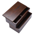 Natural wooden double layer lunch box with rectangular shape, perfect for picnic, sushi, and bento meals for kids.