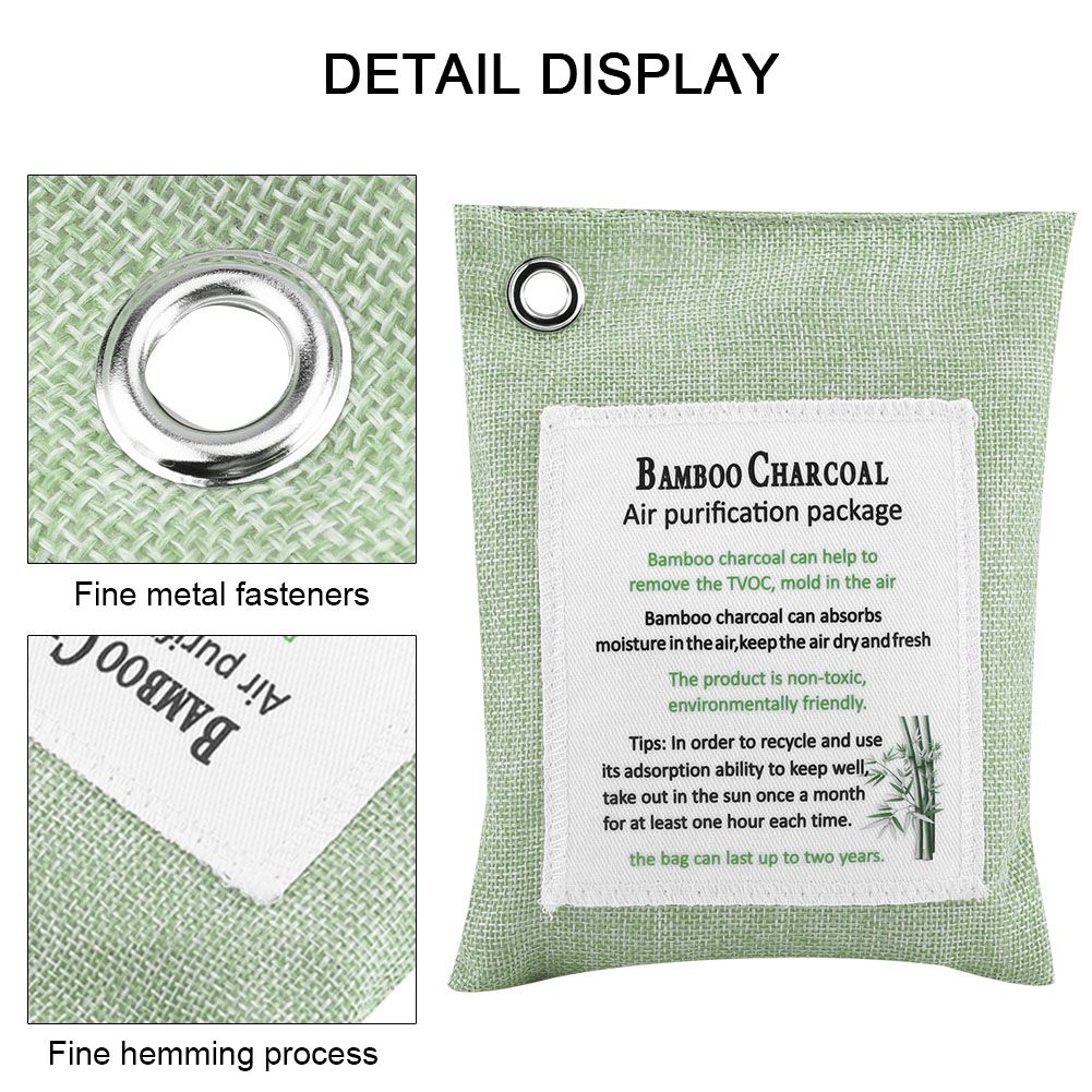 Light green air purifying bag with activated charcoal for odor removal, designed for car and room air purification by Everything Baby.