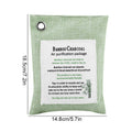 Light green bamboo air purifying bag with activated charcoal, designed for car odor control and freshening in kids' lunch bags.