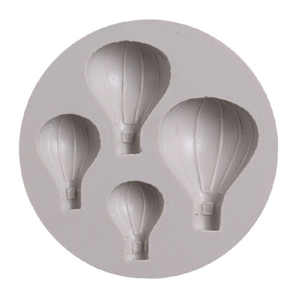 Silicone mold with hot air balloon pattern for cake decorating, designed for baking and fondant cake decorations.