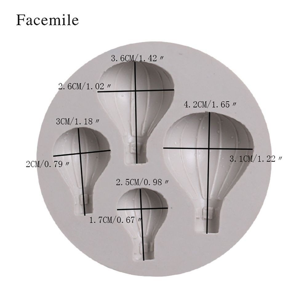 Silicone mold with hot air balloon pattern for fondant cake decorating, suitable for baking and pretend play in baby and kid's toys.