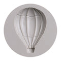 Silicone mold with hot air balloon pattern for decorating cakes, designed for baking and fondant cake decorating.
