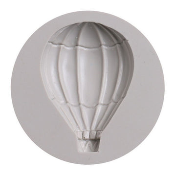 Silicone mold with hot air balloon pattern for decorating cakes, designed for baking and fondant cake decorating.