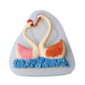 Silicone cake mold with sweet couple swan pattern for desserts and baking, ideal for DIY chocolate and cake decorations.