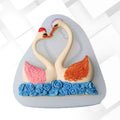 Silicone cake mold with sweet couple swan pattern for desserts and baking, suitable for DIY cake decorating and sweet treats.