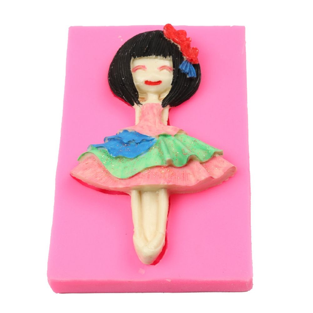 Silicone cake mold featuring a ballet dancing girl pattern, ideal for baking desserts or making soap in baby and kids pretend play.