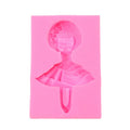Silicone cake mold with ballet dancing girl pattern for baking desserts or soap making, ideal for kids' pretend play.