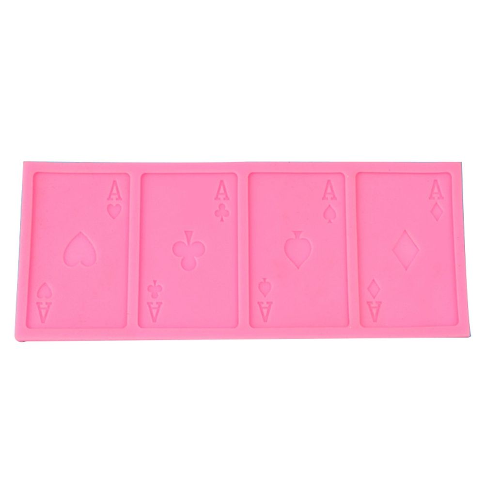 Silicone mold in poker shape for cake decorating, featuring chocolate and sugar paste, ideal for baking and pretend play.