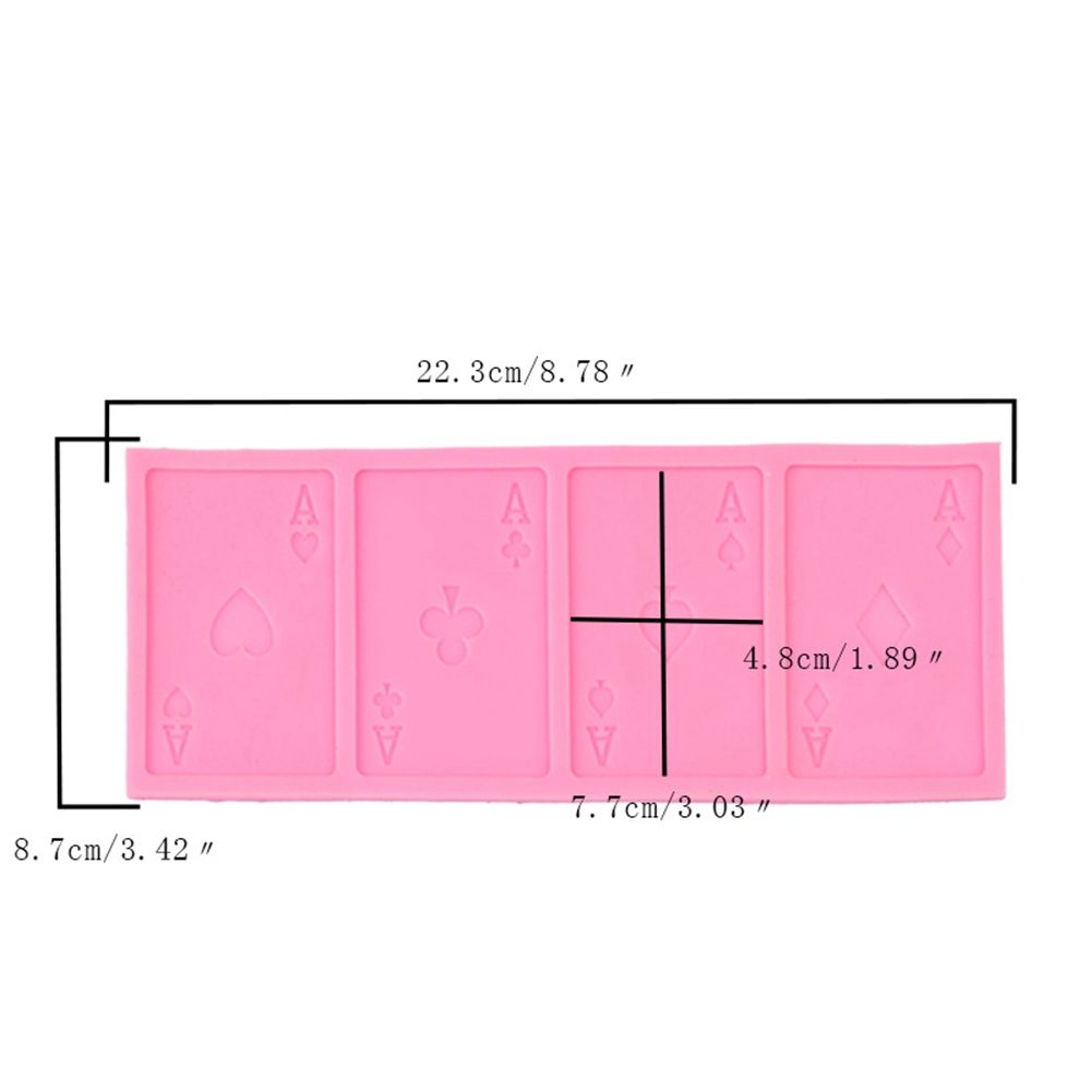 Silicone mold with poker shape for cake decorating, chocolate, and sugar paste, designed for baking and pretend play with kids.