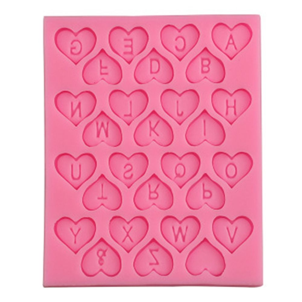 Heart-shaped letters silicone cake mold for baking cookies, chocolate, and sugar paste, ideal for baby and kids-themed treats.