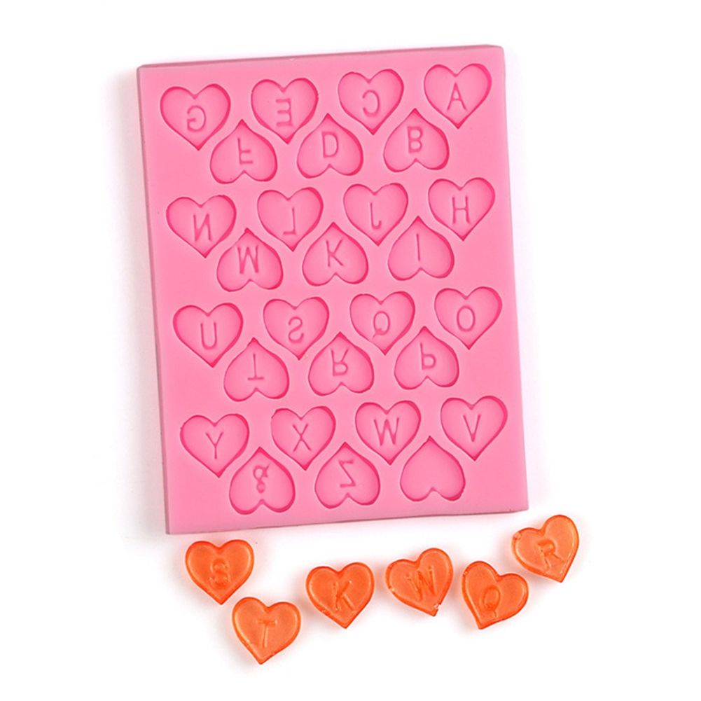 Heart-shaped letters silicone cake mold for baking cookies, chocolate, and sugar paste, ideal for decorating baby and kids' treats.