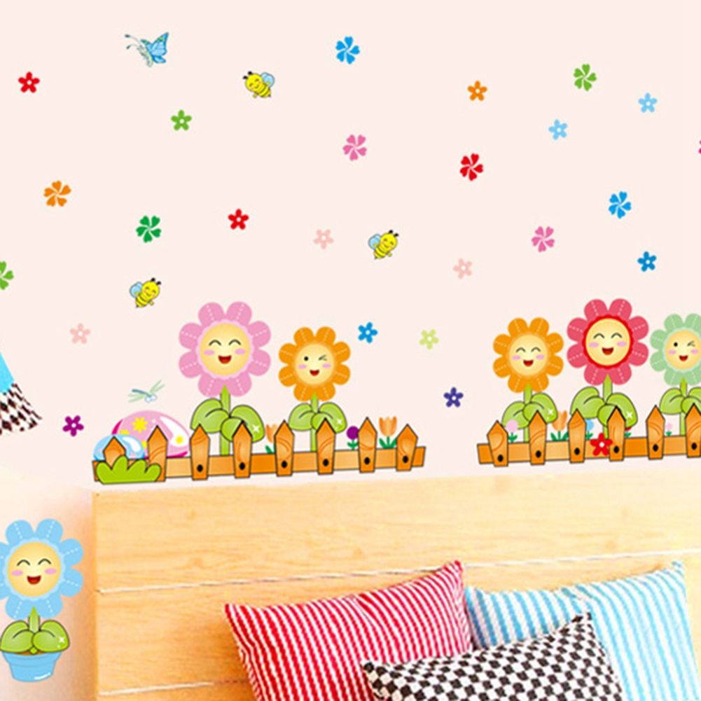 Colorful cute pattern wall decor sticker for children's room, featuring playful designs for kids' pretend play and nursery decoration
