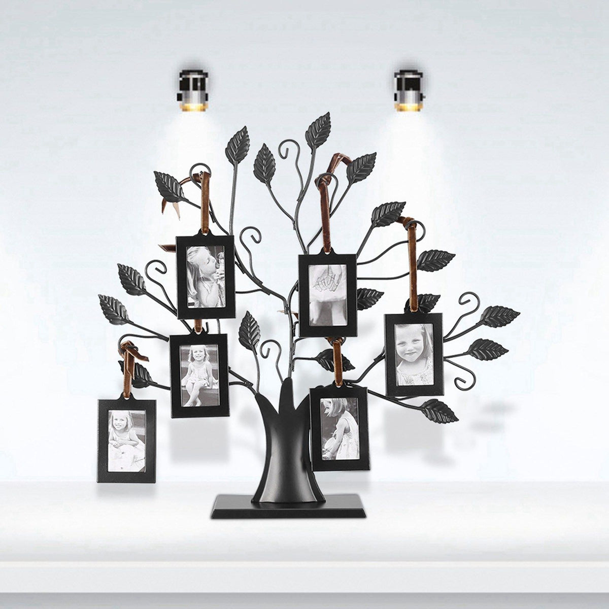 Fashionable family photo frame display tree with hanging picture frames, wooden home decor for kids' room by Everything Baby