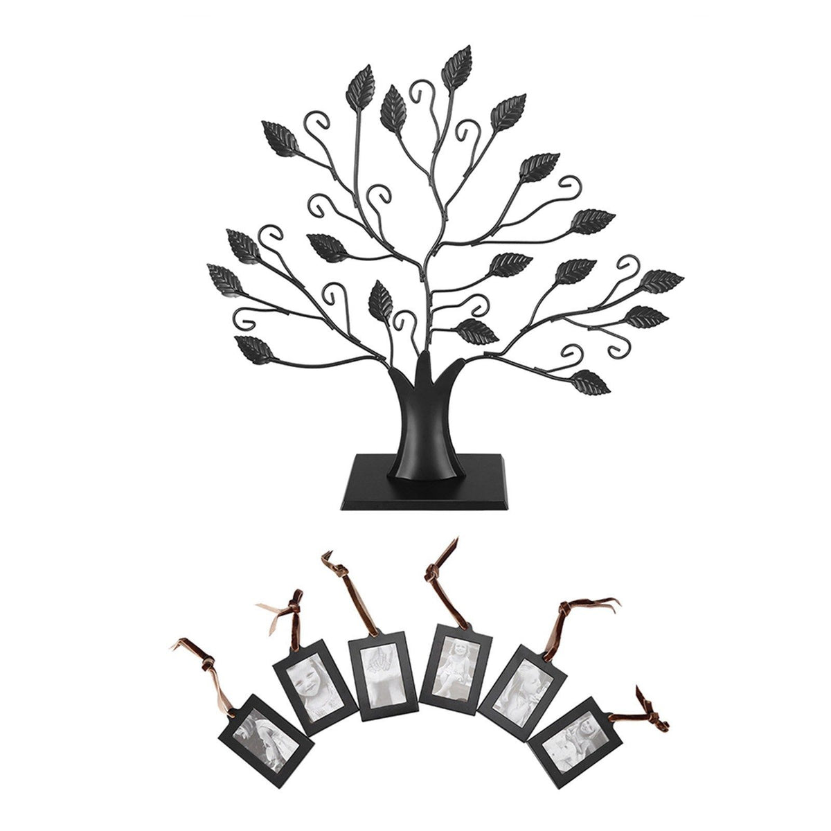 Everything Baby family photo display tree with hanging picture frames, wooden home decor for kid's room or living space.