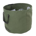 Portable waterproof canvas tote for garden leaf waste, reusable trash bag container, ideal for outdoor play and yard cleanup.
