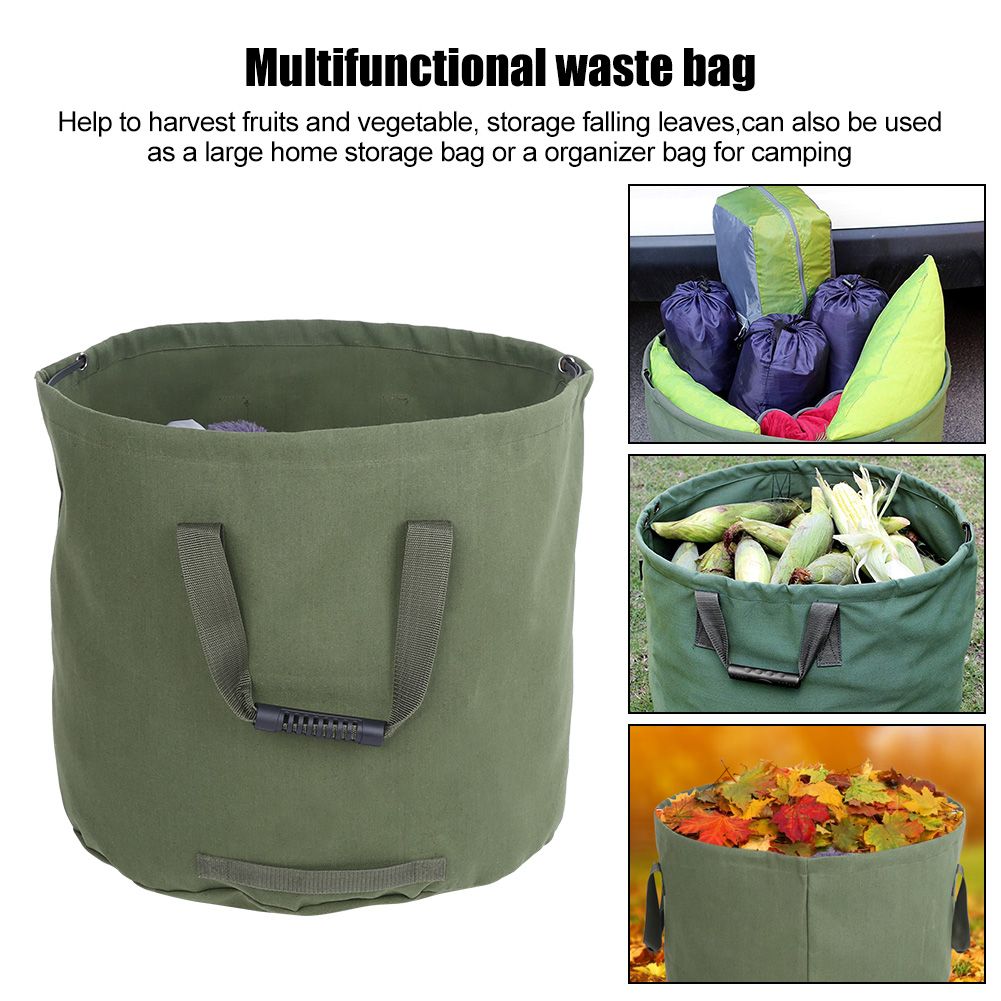 Portable waterproof reusable canvas tote for garden leaf waste, designed for outdoor use, by Everything Baby.