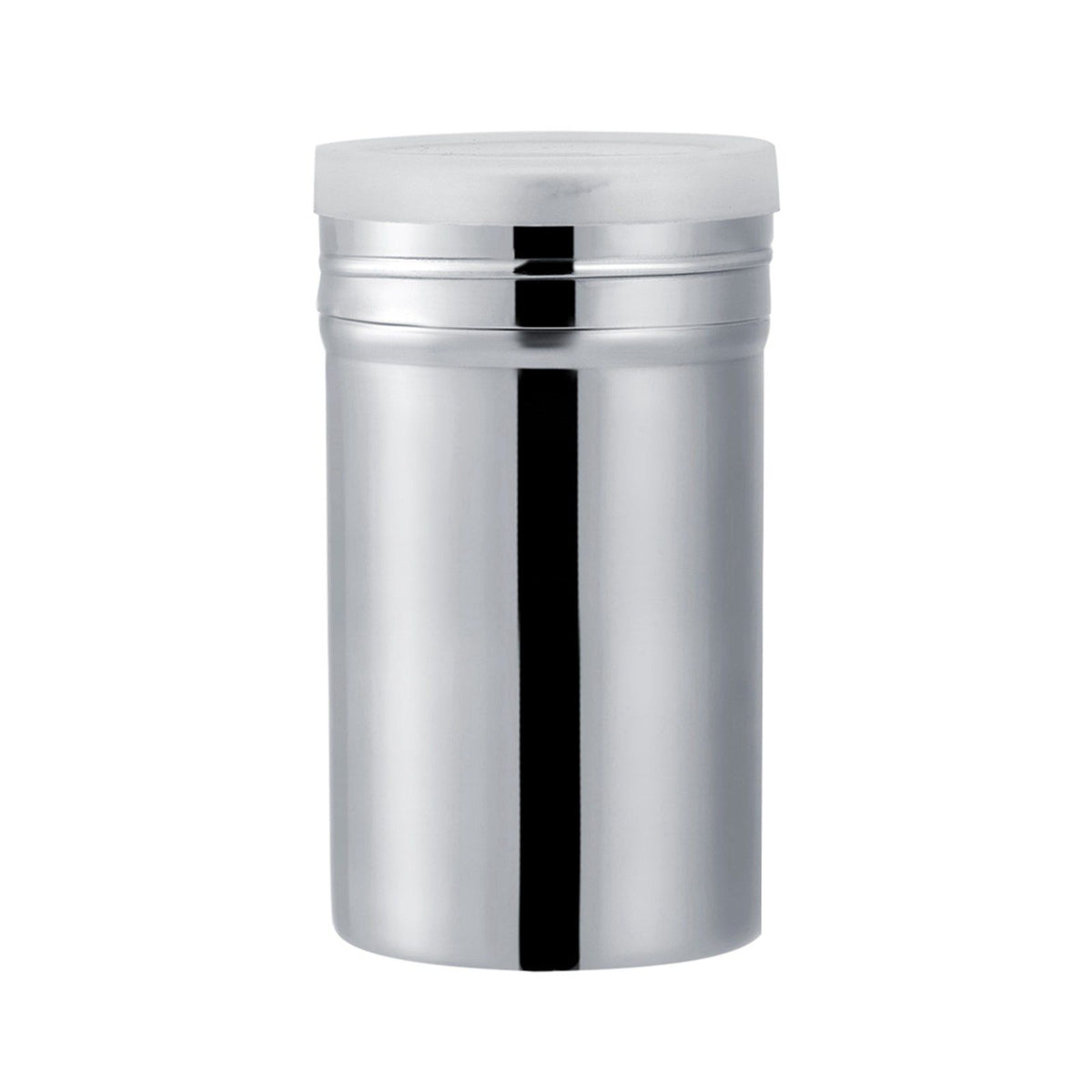 Stainless steel cocoa powder shaker for chocolate icing and sugar, designed for easy sifting and seasoning in baking.