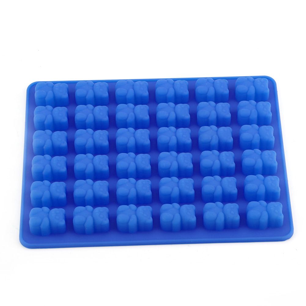 Dark blue silicone bear-shaped ice cube mold tray for ice cream and chocolates, ideal for baby and kids nursing and feeding.