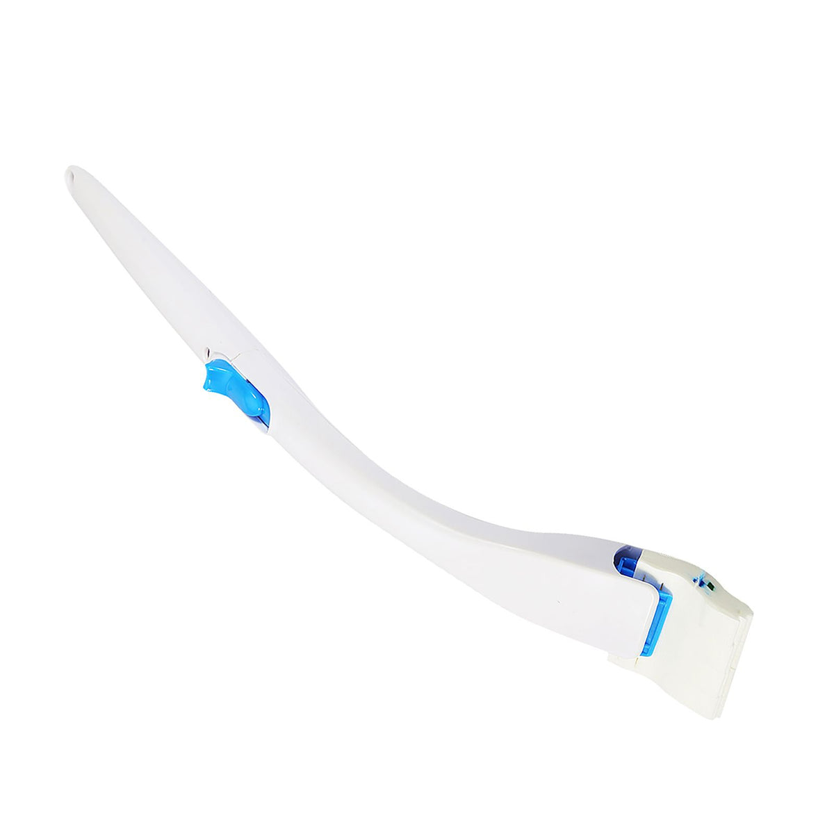 Disposable toilet brush with replaceable detergent head, designed for cleaning bathroom toilets efficiently.