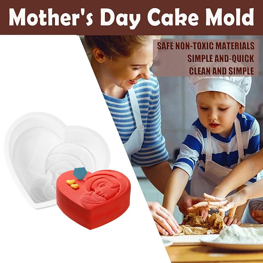 Heart-shaped silicone cake mold for baking, perfect for Mother's Day treats, from Everything Baby kitchen baking tools.