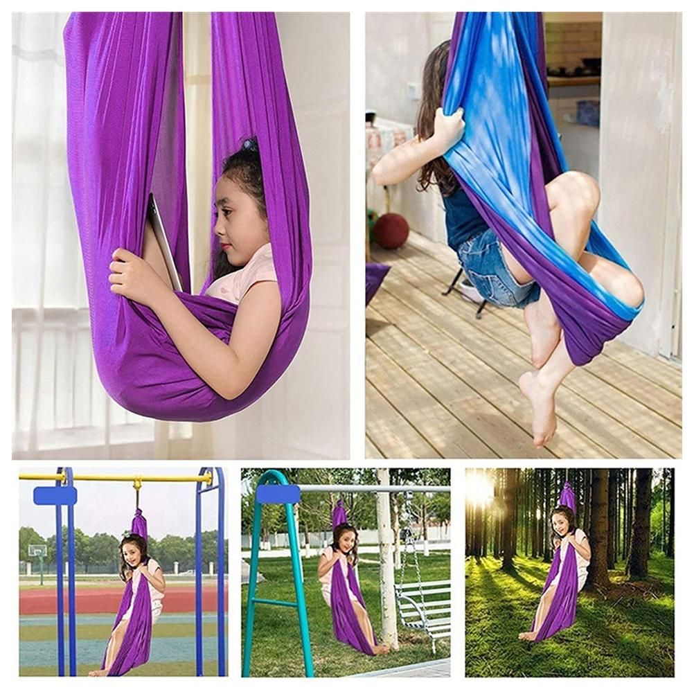 Colorful yoga swing hammock for children and teens by Everything Baby, designed for outdoor play and relaxation.