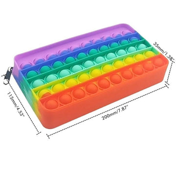 Mint green silicone bubble toy pencil case for kids, doubles as sensory decompression toy and stationery storage bag.