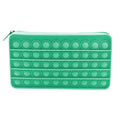 Mint green silicone bubble toy pencil case for kids, doubles as sensory decompression toy and stationery storage bag.
