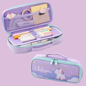 Large capacity double-layer cloth pencil case for girls, ideal for storing pens, erasers, and notes, by Everything Baby.