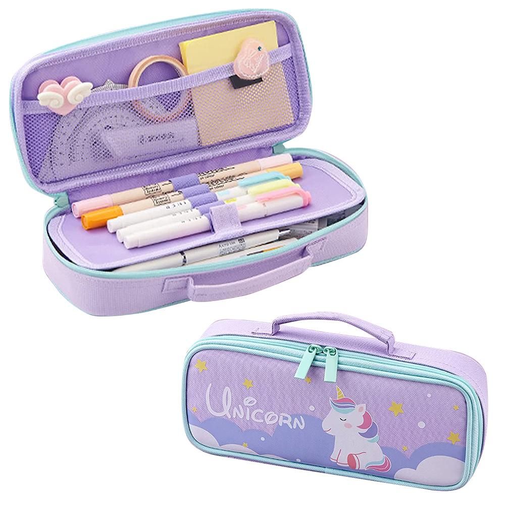 Large capacity double-layer cloth pencil case by Everything Baby, suitable for girls to store pens, notes, and erasers.