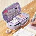 Large capacity double-layer cloth pencil case for girls, storing pens, notes, and erasers, by Everything Baby.