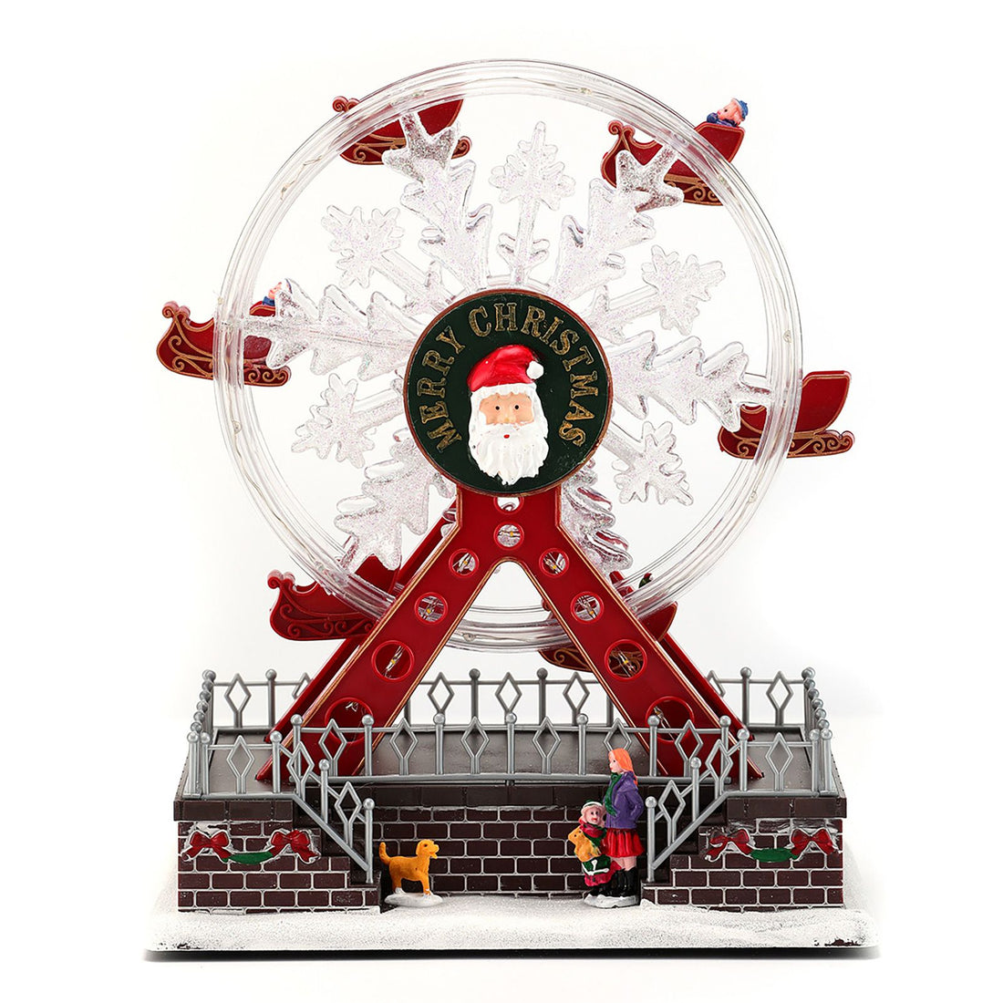 Illuminated rotating Ferris wheel musical toy by Everything Baby, featuring a charming Christmas-themed design for kids' home decor.