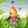 Colorful glass bird feeder with hummingbird design, suitable for outdoor gardens and courtyards, enhances outdoor bird watching.