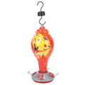 Colorful glass bird feeder with hummingbird design, outdoor garden water feeding tool for birds, by Everything Baby.