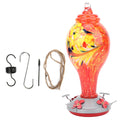 Colorful glass bird feeder with hummingbird design, suitable for outdoor gardens and courtyards, by Everything Baby.