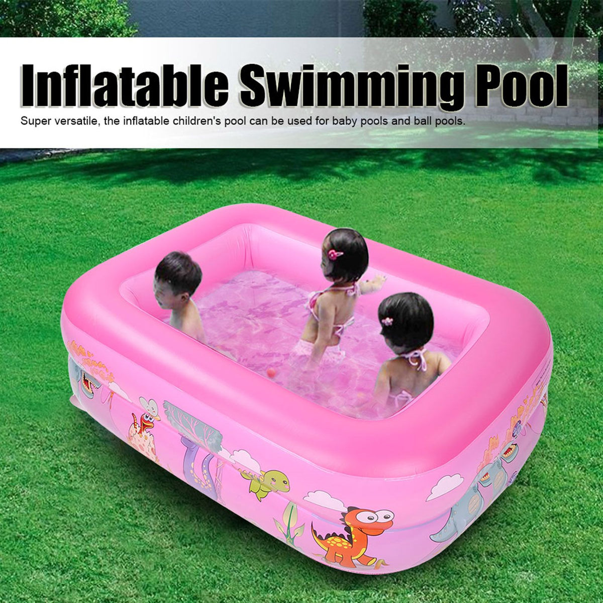 Colorful cartoon oversized children’s swimming pool by Everything Baby, designed for kids and babies for outdoor play and lounging.