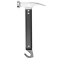 Mini aluminum camping mallet and tent stake puller for outdoor use, portable tool for removing tent stakes and pegs.