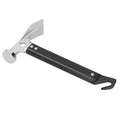 Portable aluminum camping mallet and tent stake puller, outdoor tool for removing tent pegs, compact and lightweight for camping trips.