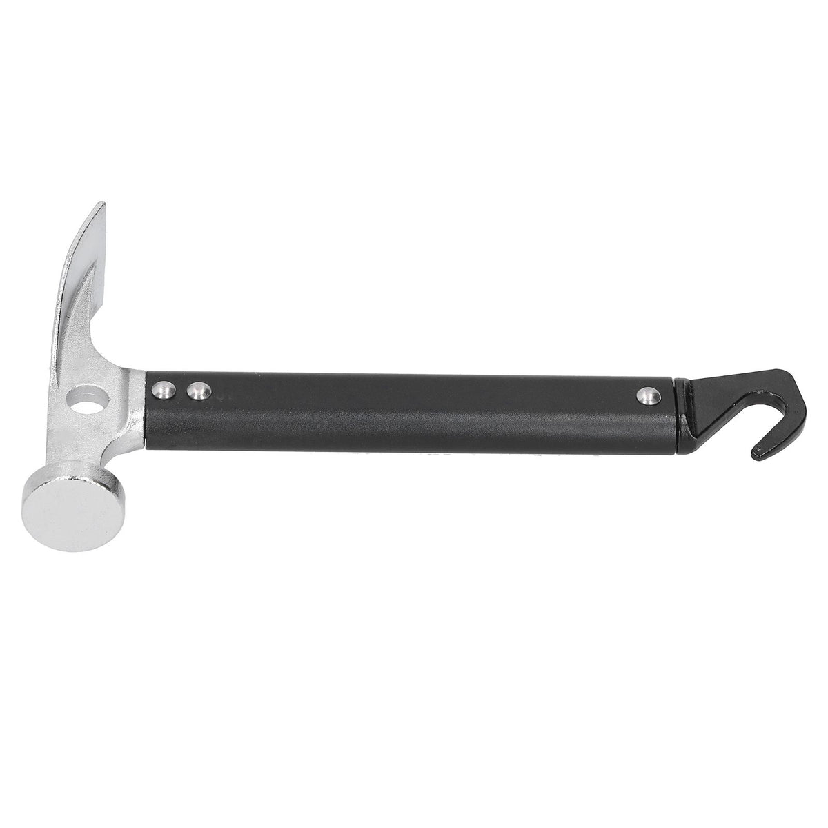 Aluminum alloy camping mallet and tent stake puller hammer, portable outdoor tool for removing tent pegs, suitable for camping gear.