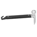 Aluminum camping mallet and tent stake puller hammer, portable outdoor tool for removing tent pegs.