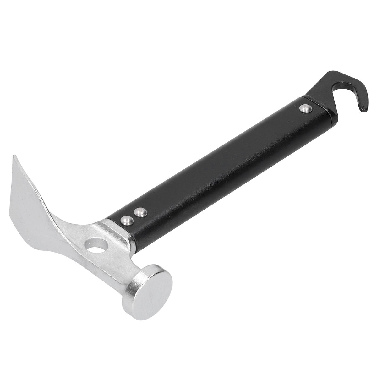 Portable aluminum camping mallet with tent stake puller and hammer, ideal for outdoor camping and tent setup.